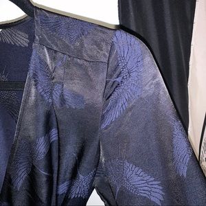 Blue and black wrap dress